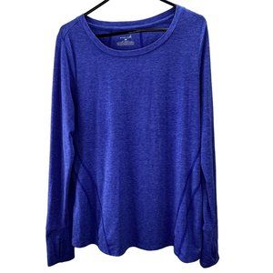 Exertek Athletic Top T Shirt size L Women Thumbholes Purple Blue Workout Yoga
